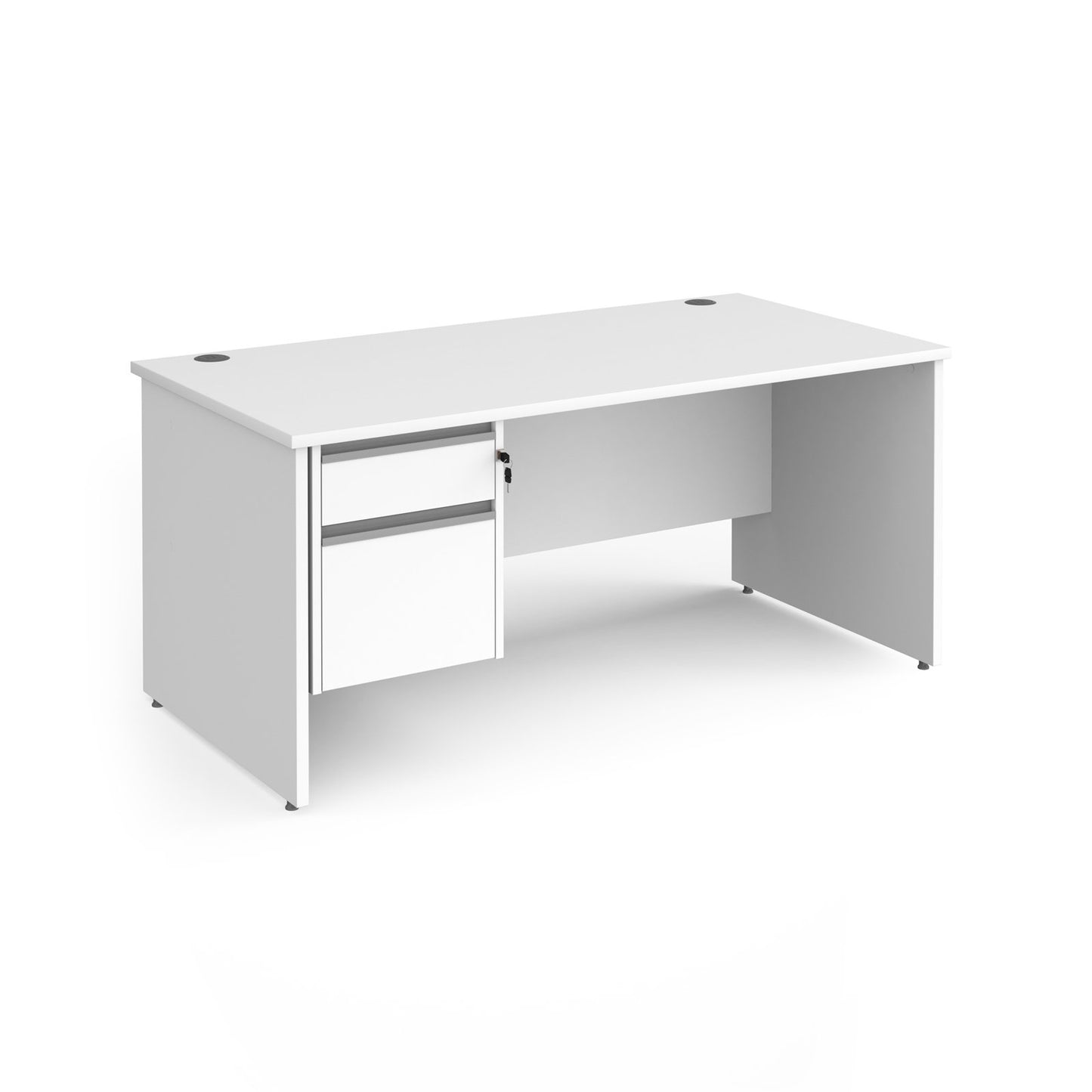 Contract 25 panel leg straight desk with 2 drawer pedestal