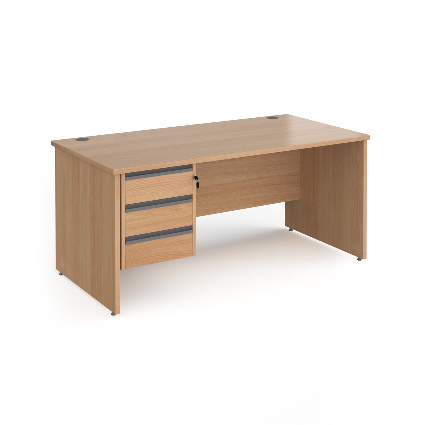 Contract 25 panel leg straight desk with 3 drawer pedestal