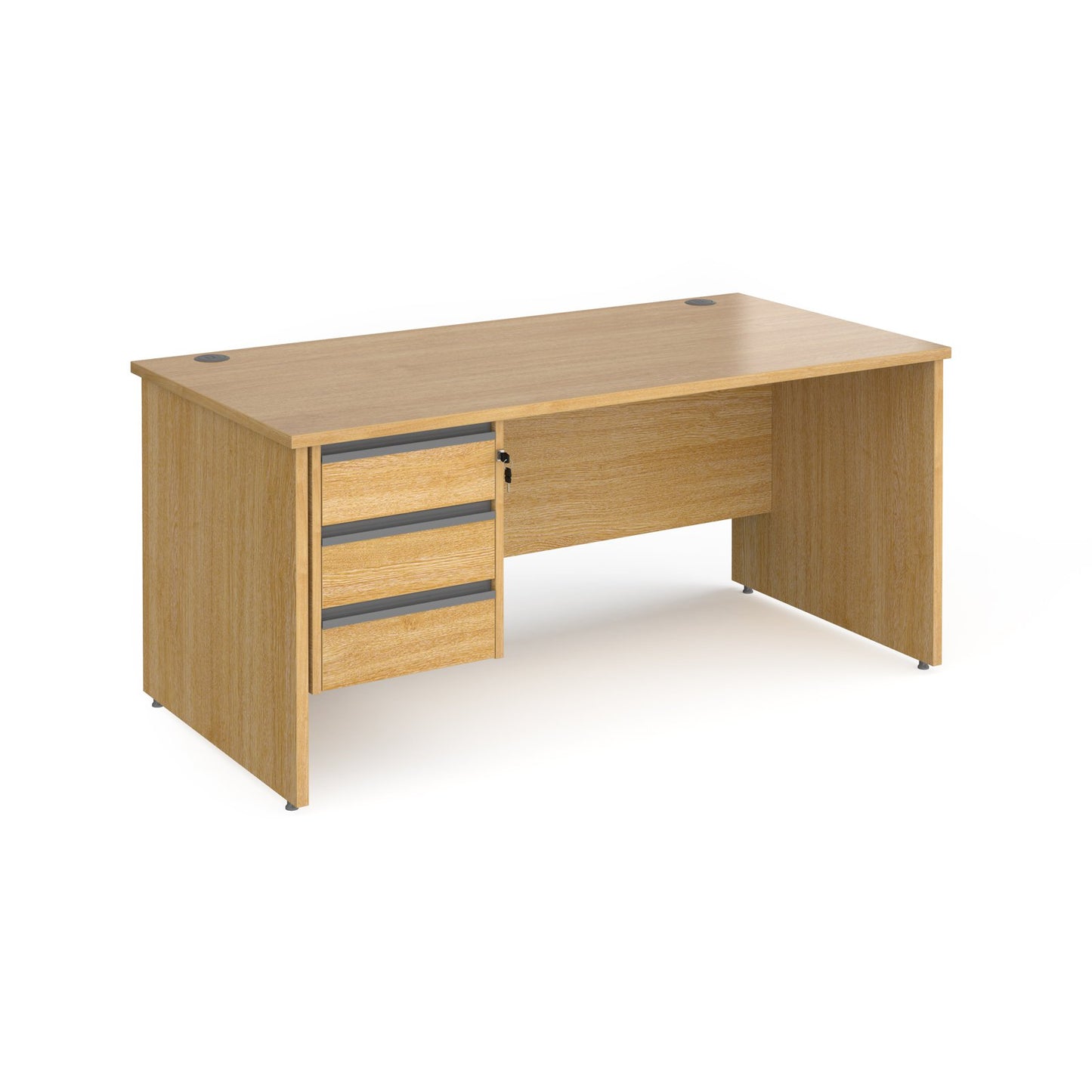 Contract 25 panel leg straight desk with 3 drawer pedestal