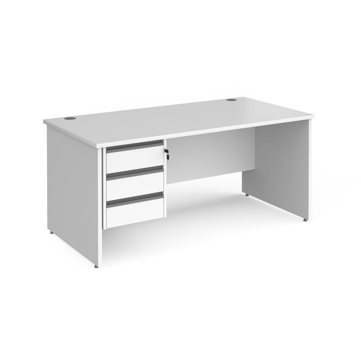 Contract 25 panel leg straight desk with 3 drawer pedestal