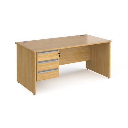 Contract 25 panel leg straight desk with 3 drawer pedestal