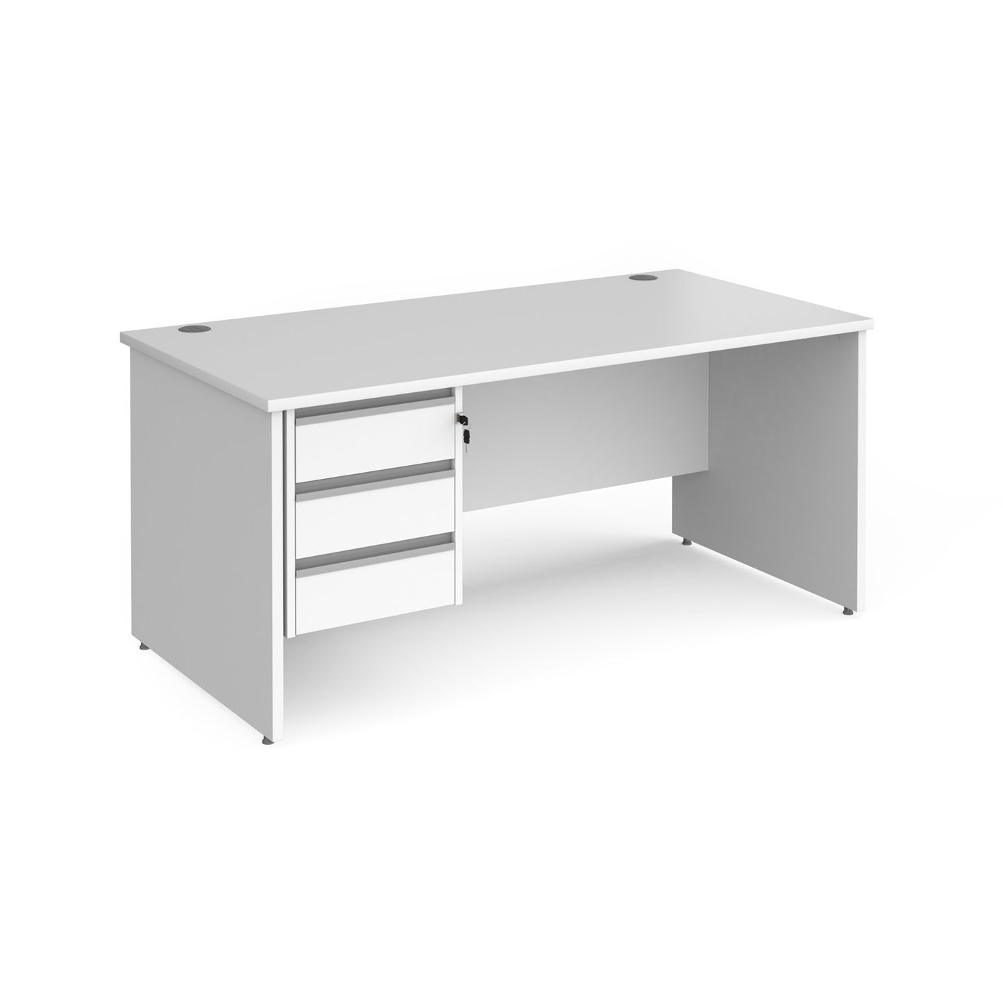 Contract 25 panel leg straight desk with 3 drawer pedestal