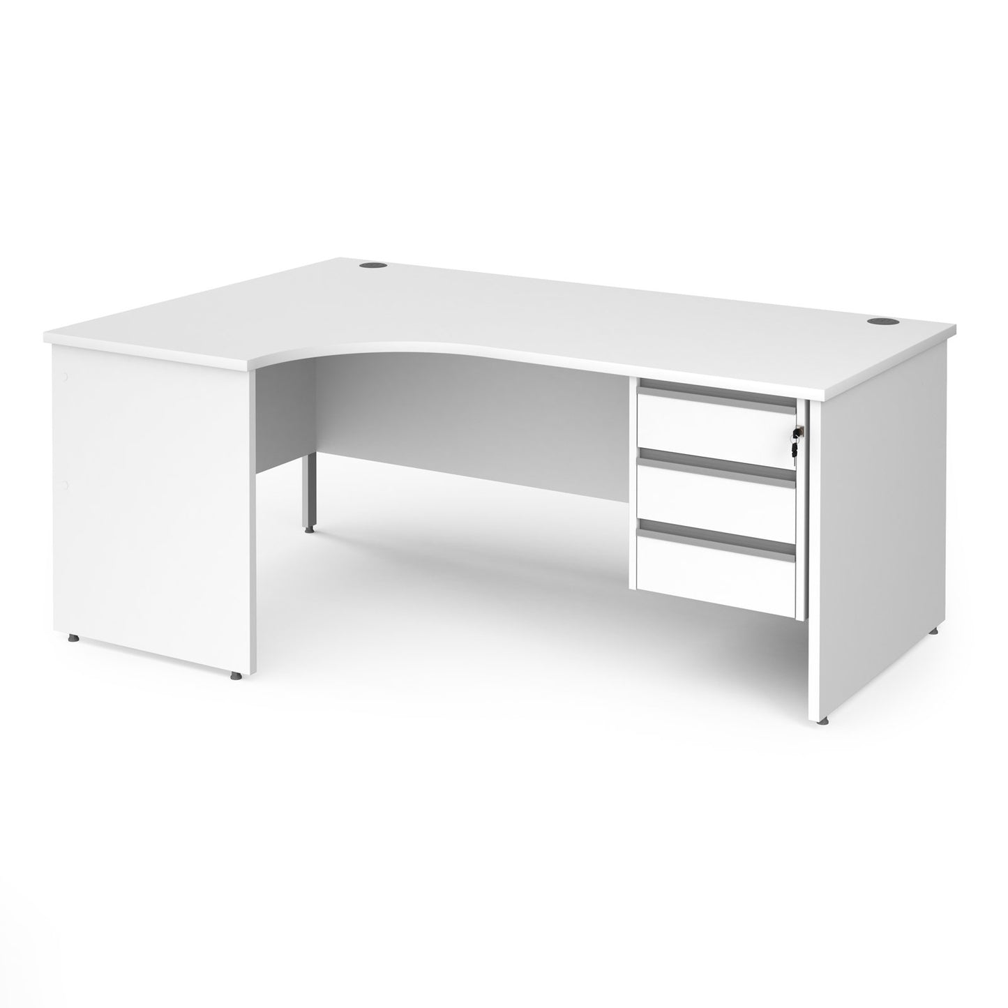 Contract 25 panel leg LH ergonomic desk with 3 drawer ped