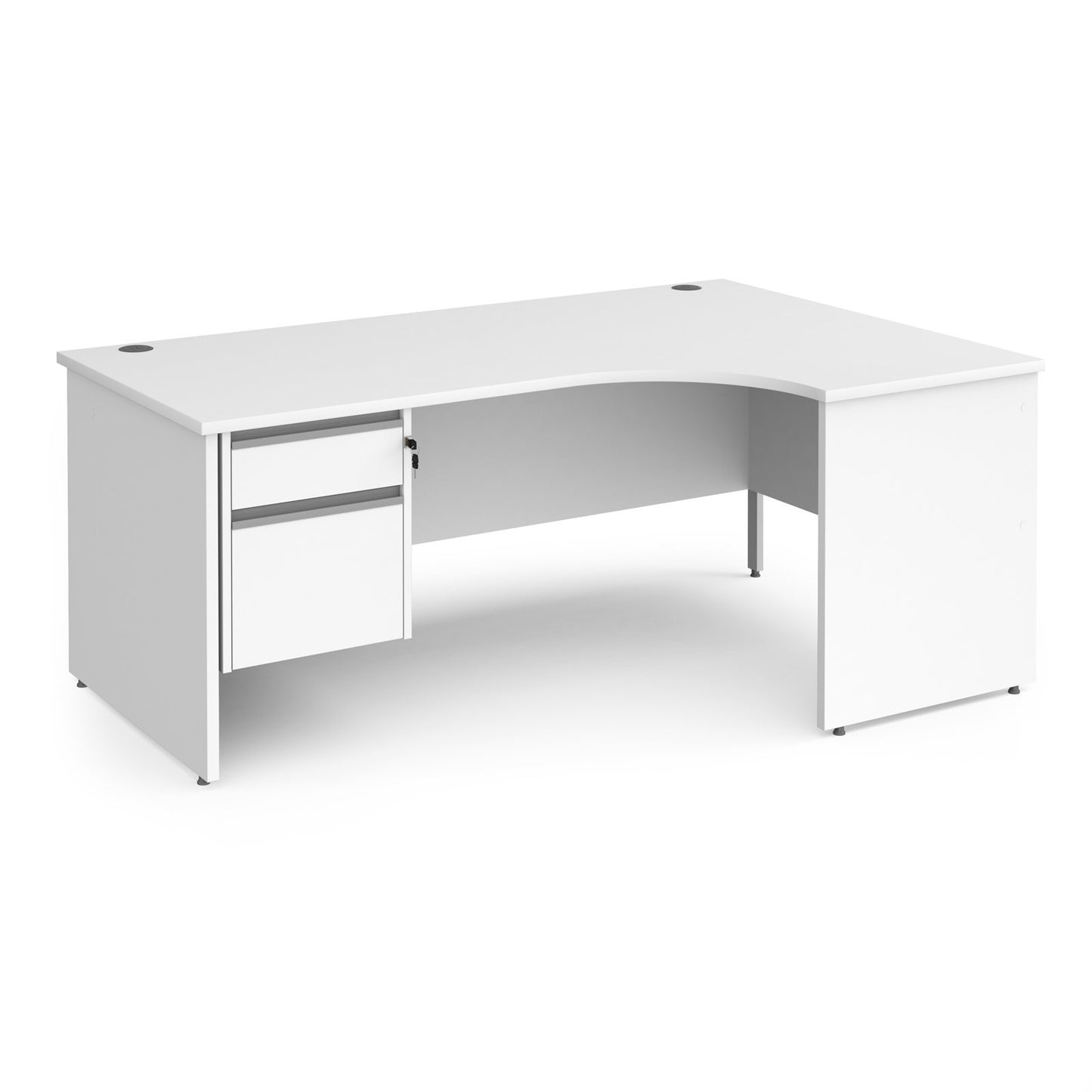 Contract 25 panel leg RH ergonomic desk with 2 drawer ped