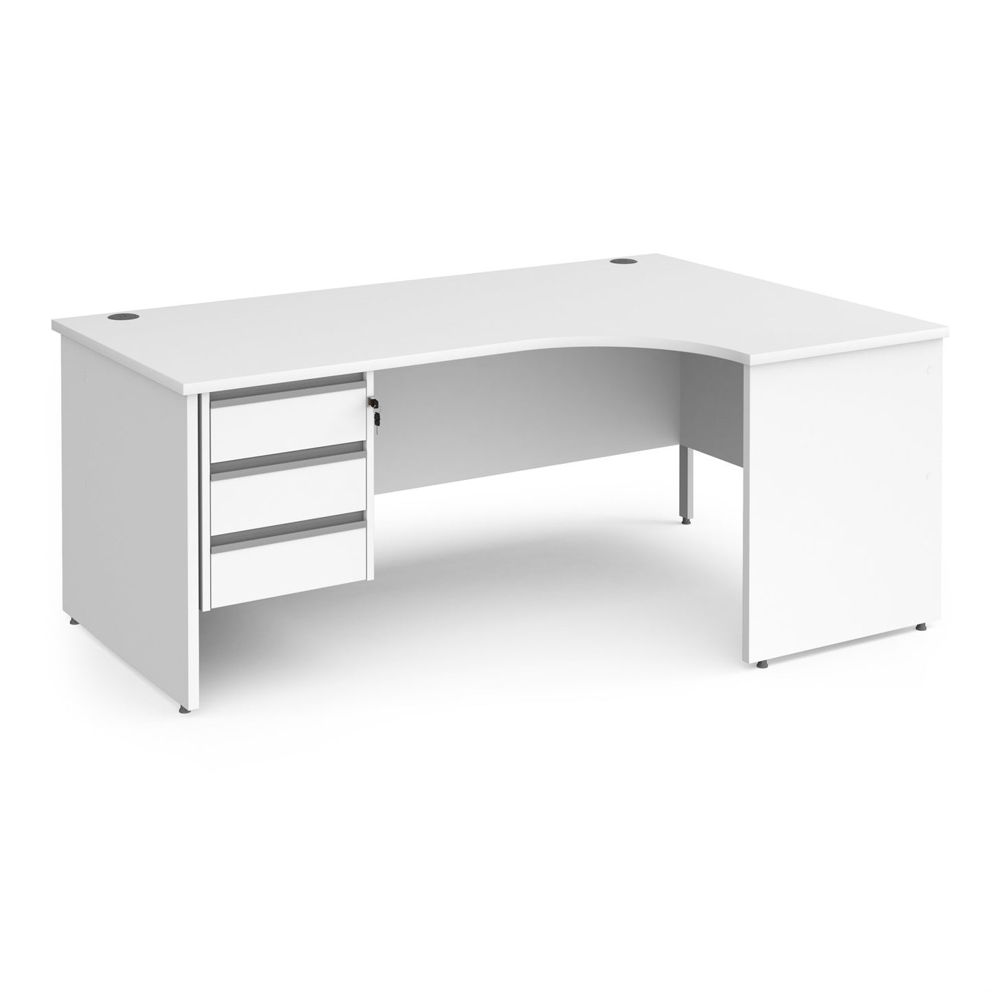 Contract 25 panel leg RH ergonomic desk with 3 drawer ped