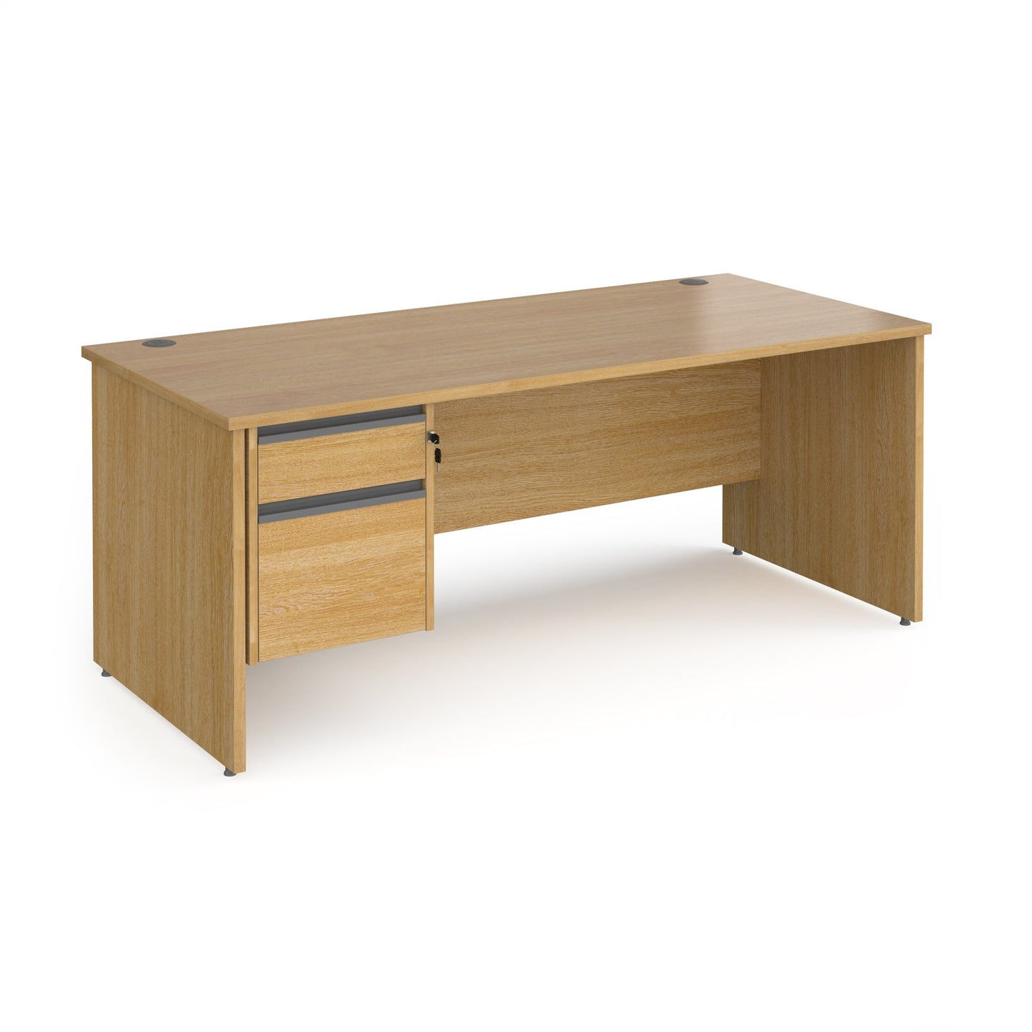 Contract 25 panel leg straight desk with 2 drawer pedestal