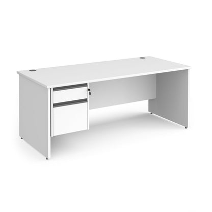 Contract 25 panel leg straight desk with 2 drawer pedestal