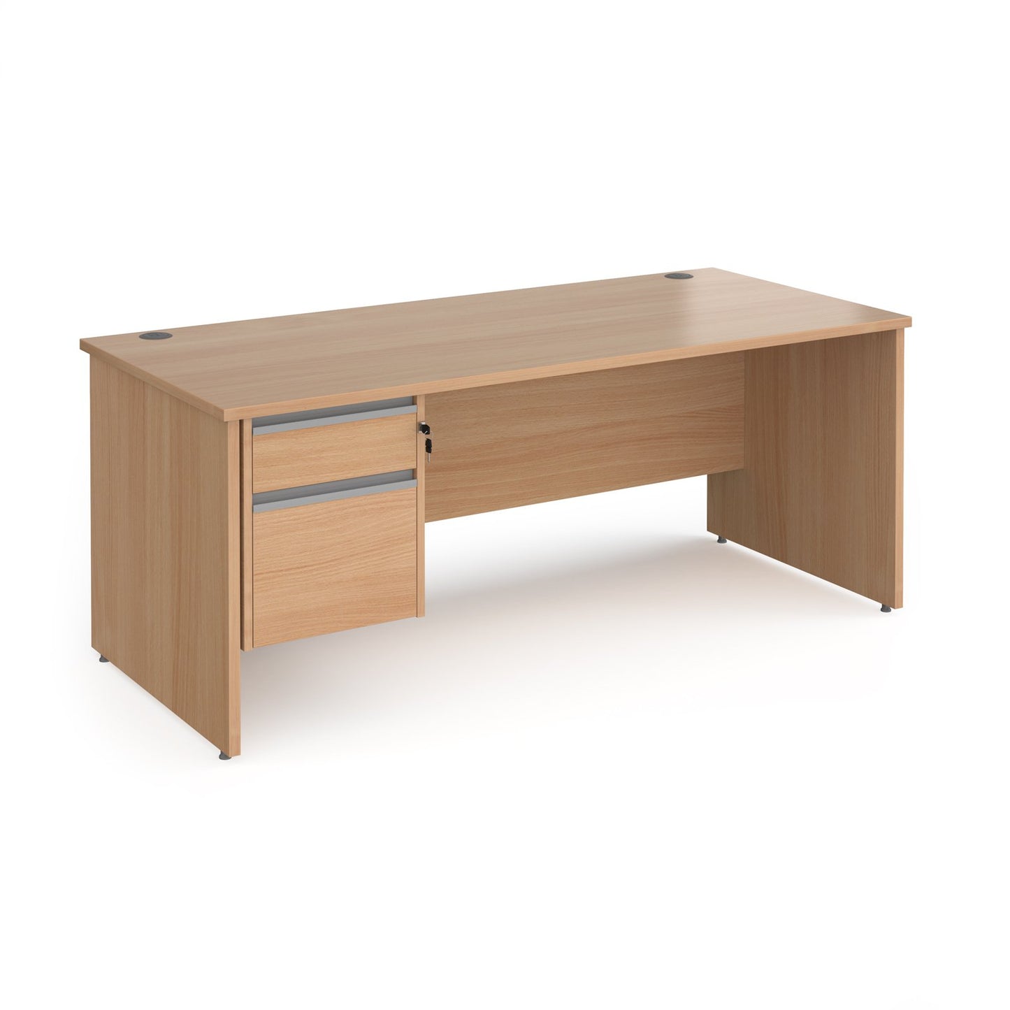 Contract 25 panel leg straight desk with 2 drawer pedestal