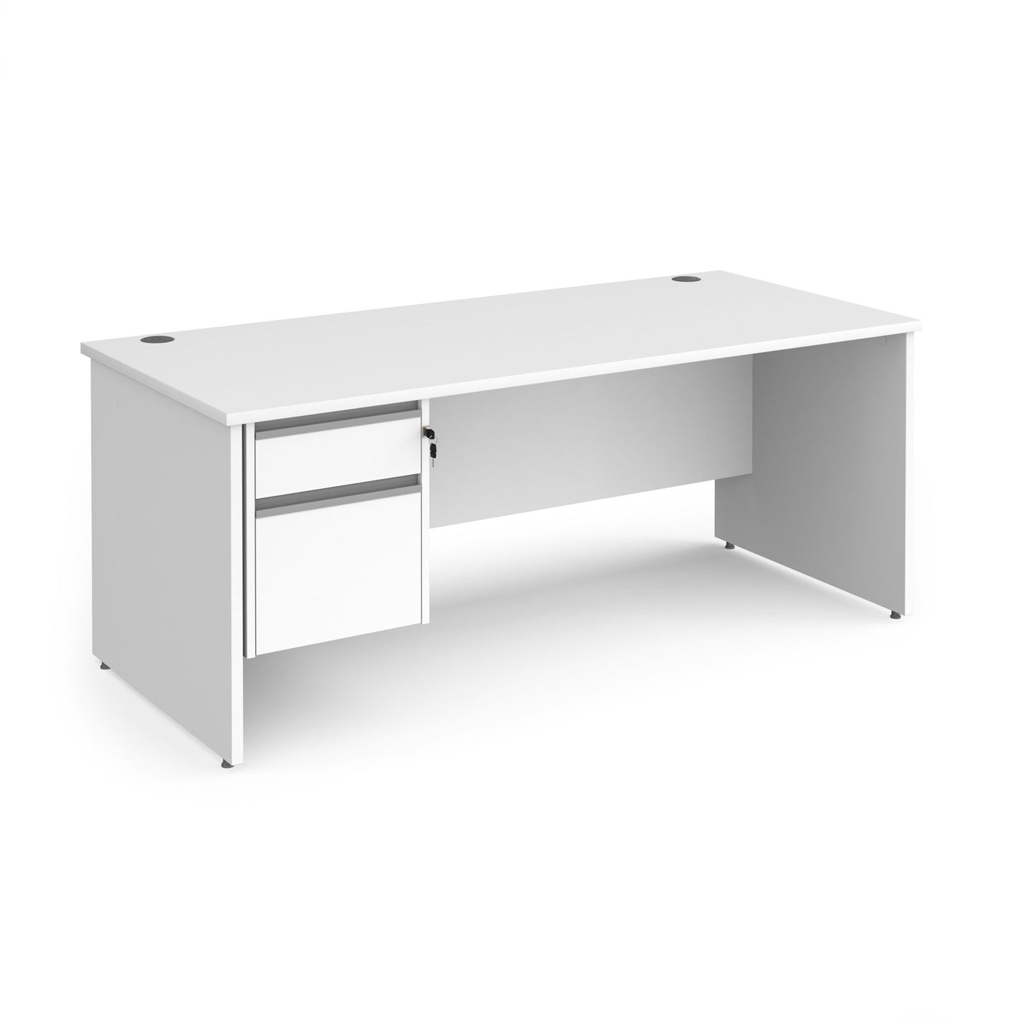 Contract 25 panel leg straight desk with 2 drawer pedestal