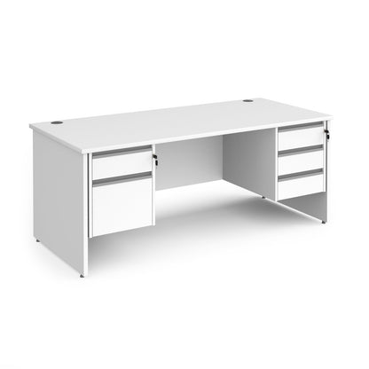 Contract 25 panel leg straight desk with 2 and 3 drawer peds