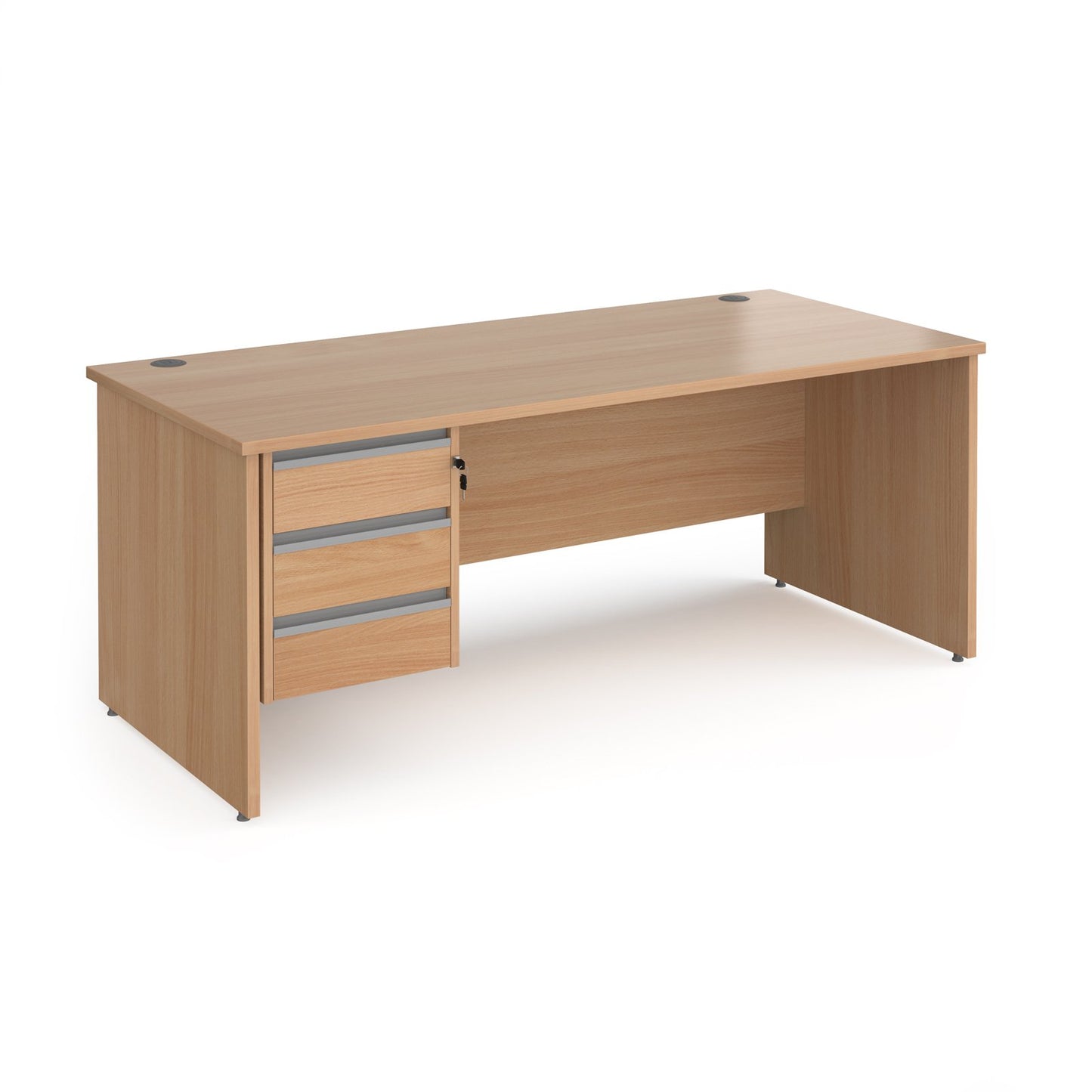 Contract 25 panel leg straight desk with 3 drawer pedestal