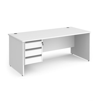 Contract 25 panel leg straight desk with 3 drawer pedestal