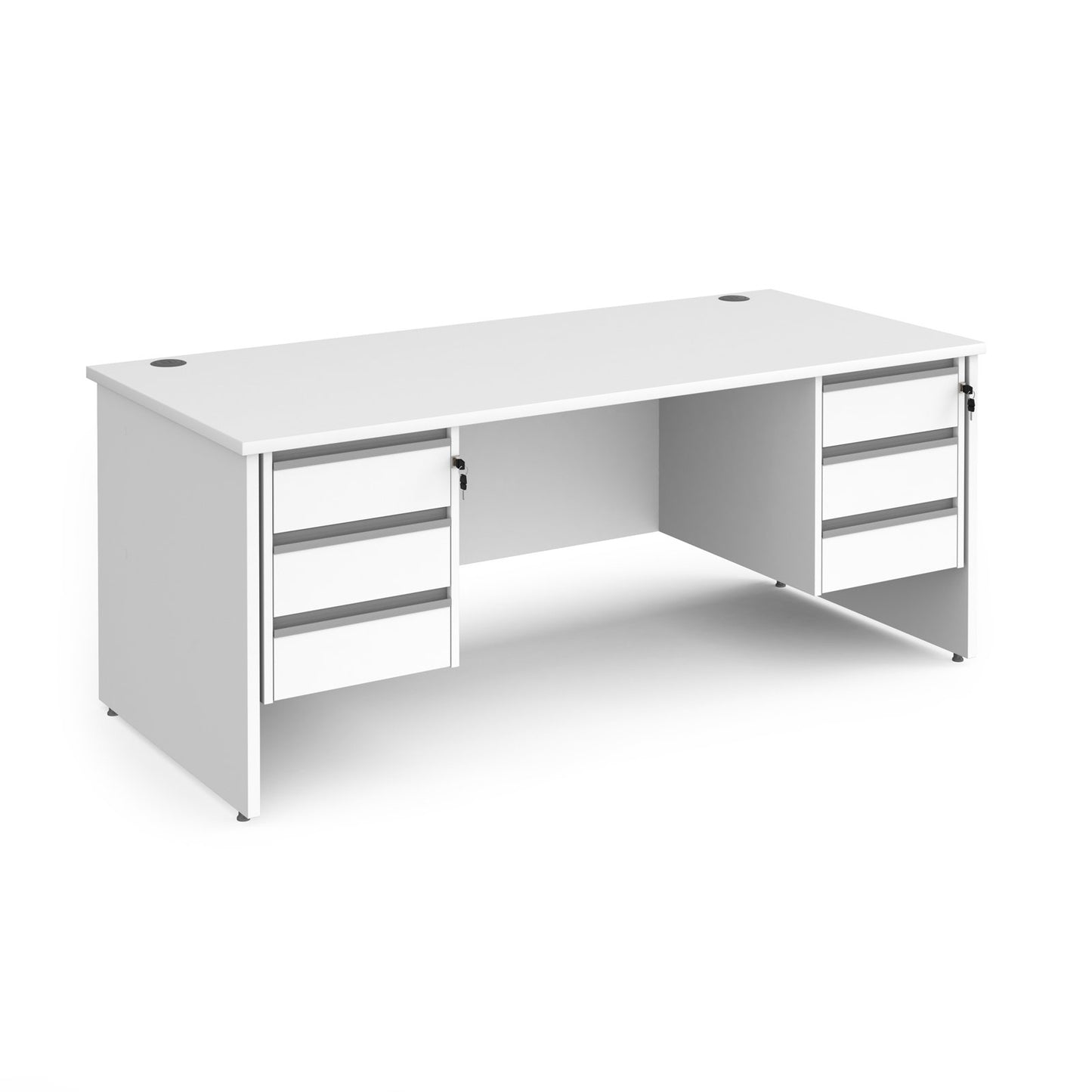 Contract 25 panel leg straight desk with 3 and 3 drawer peds