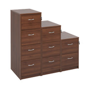 Wooden Filing Cabinet With Silver Handles - 4 Drawer - Walnut