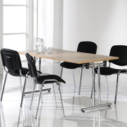 Semi circular folding leg table with straight feet