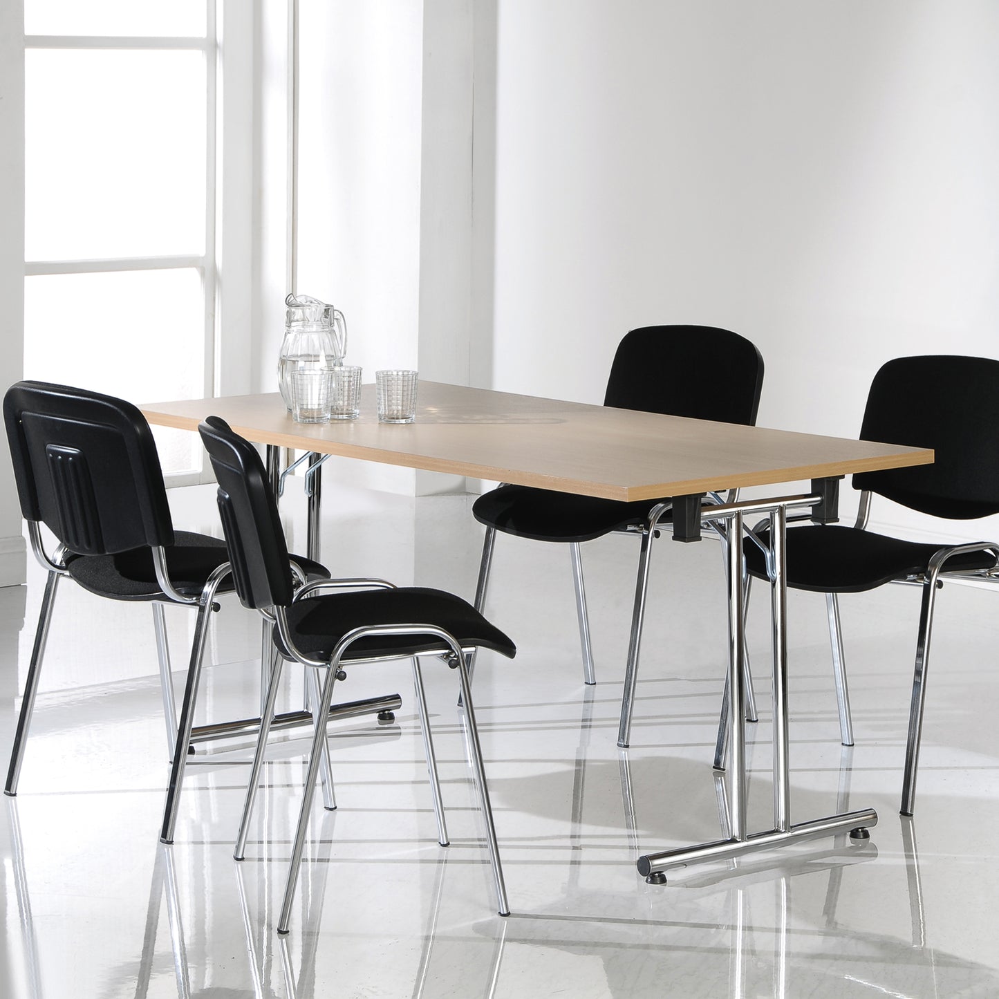 Rectangular folding leg table with straight feet