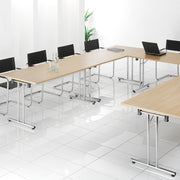 Semi circular folding leg table with straight feet