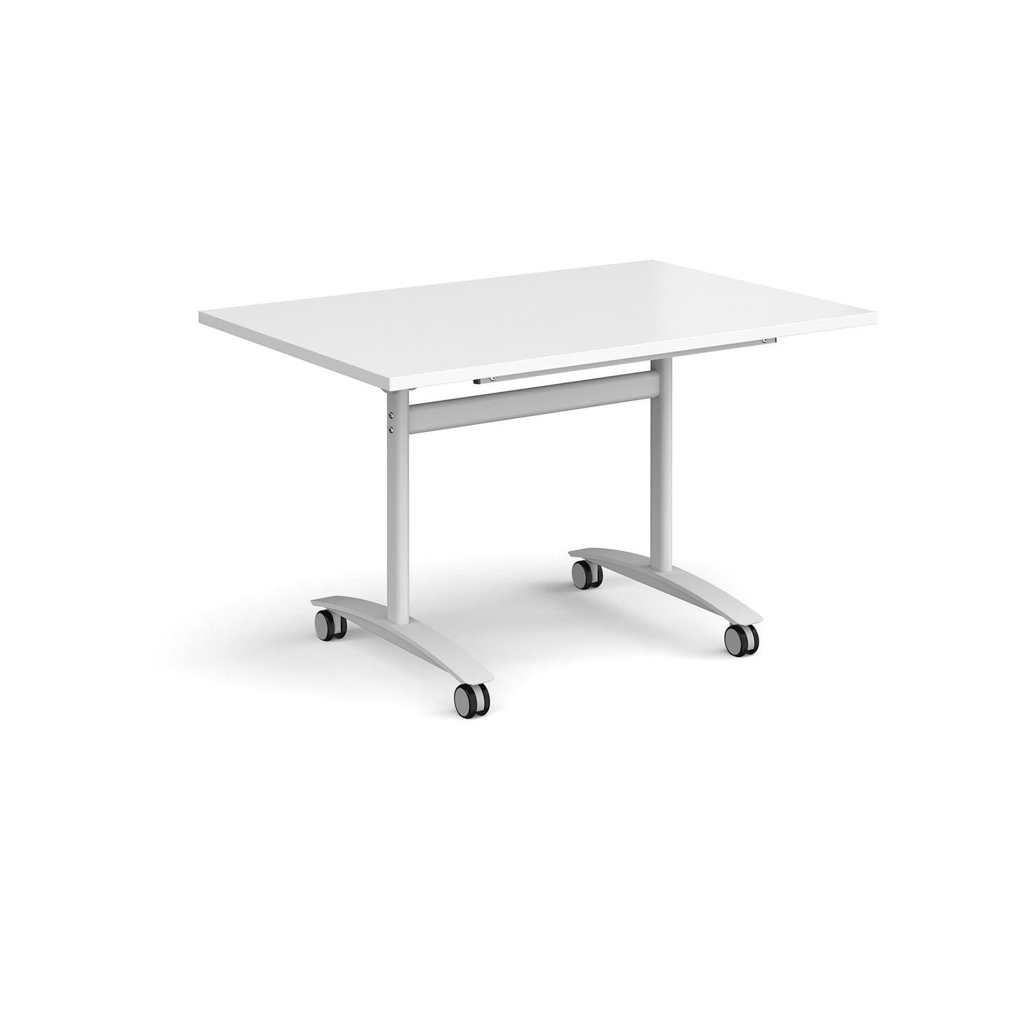Rectangular deluxe flip top meeting table - DFLP12-WH-WH
