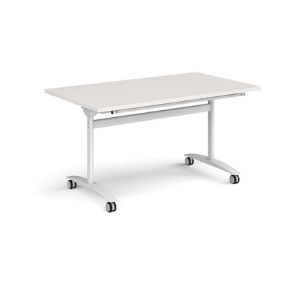 Rectangular deluxe flip top meeting table - DFLP14-WH-LG