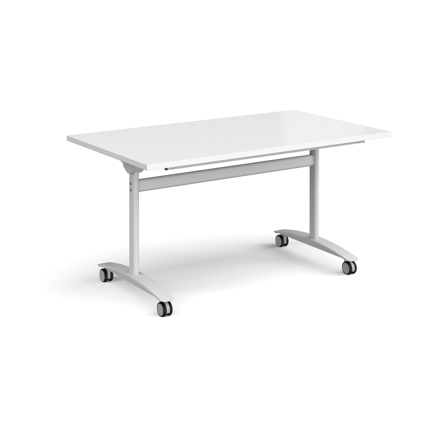 Rectangular deluxe flip top meeting table - DFLP14-WH-WH