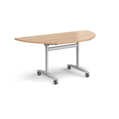 Semi circular deluxe flip top meeting table - DFLPS-S-B