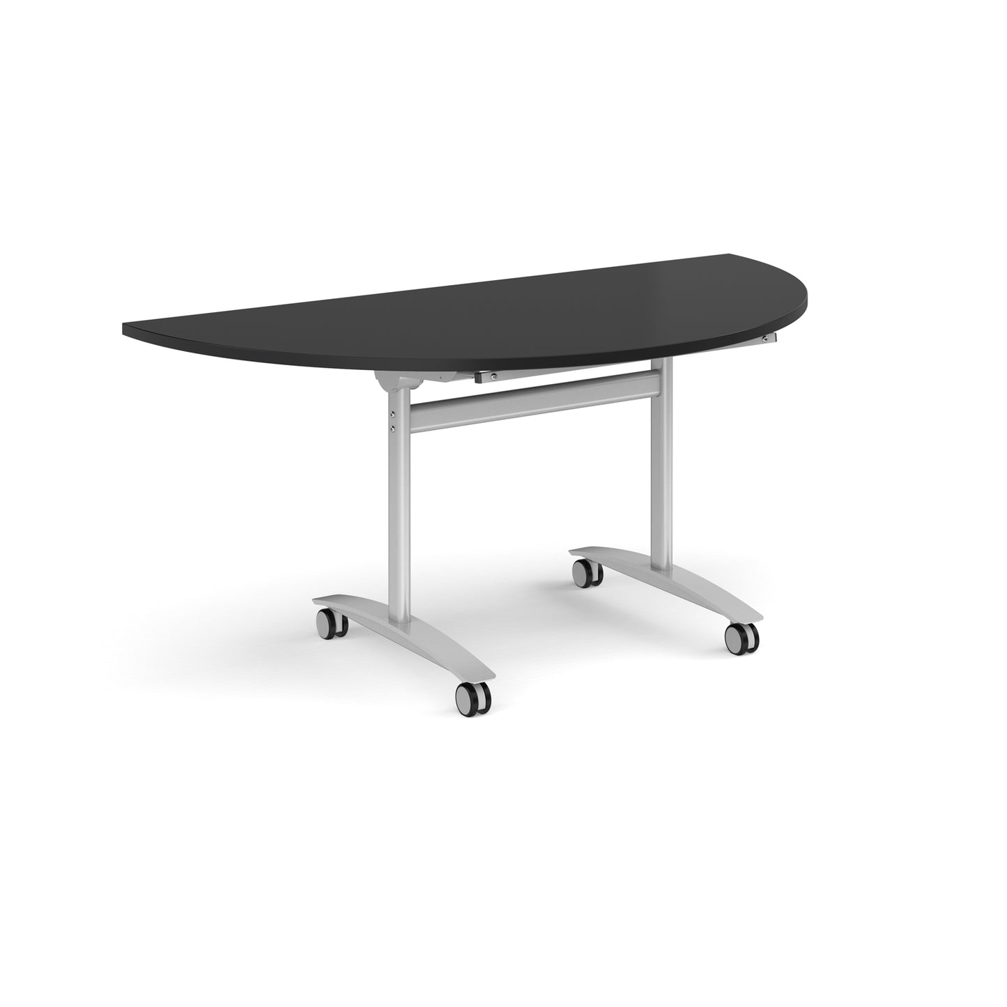 Semi circular deluxe flip top meeting table - DFLPS-S-BK
