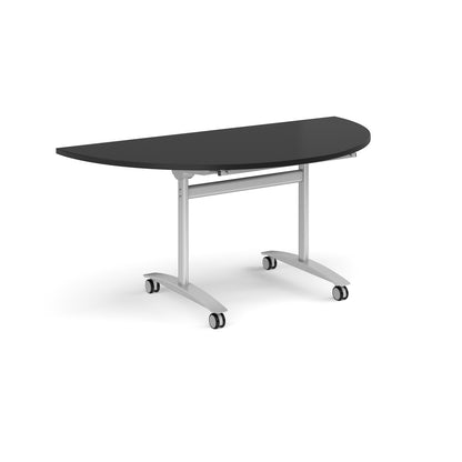 Semi circular deluxe flip top meeting table - DFLPS-S-BK