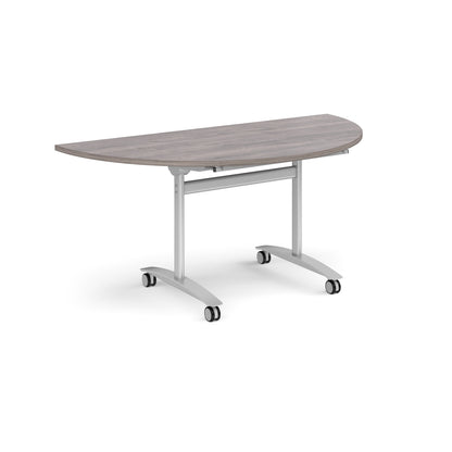 Semi circular deluxe flip top meeting table - DFLPS-S-GO