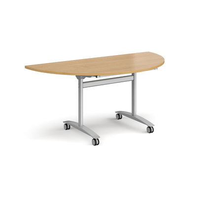 Semi circular deluxe flip top meeting table - DFLPS-S-O