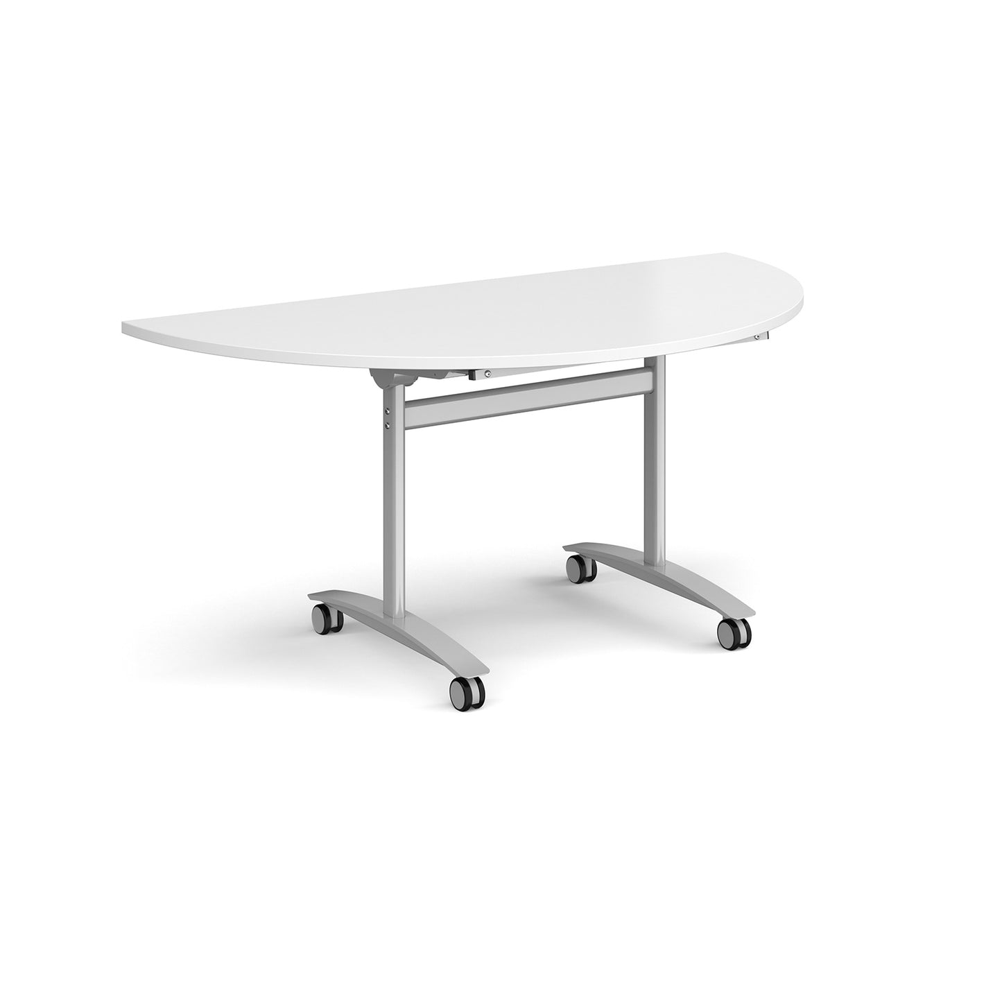 Semi circular deluxe flip top meeting table - DFLPS-S-WH