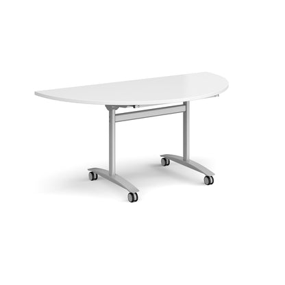 Semi circular deluxe flip top meeting table - DFLPS-S-WH