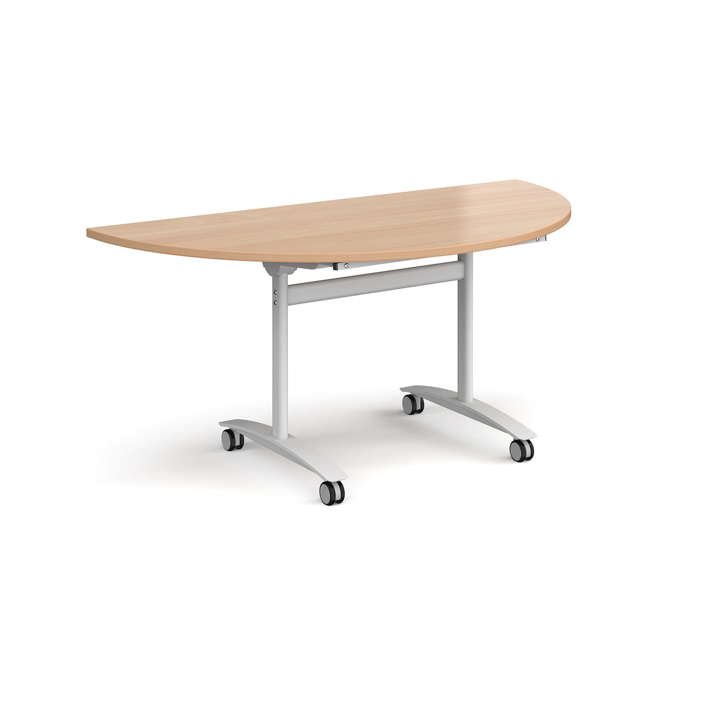 Semi circular deluxe flip top meeting table - DFLPS-WH-B