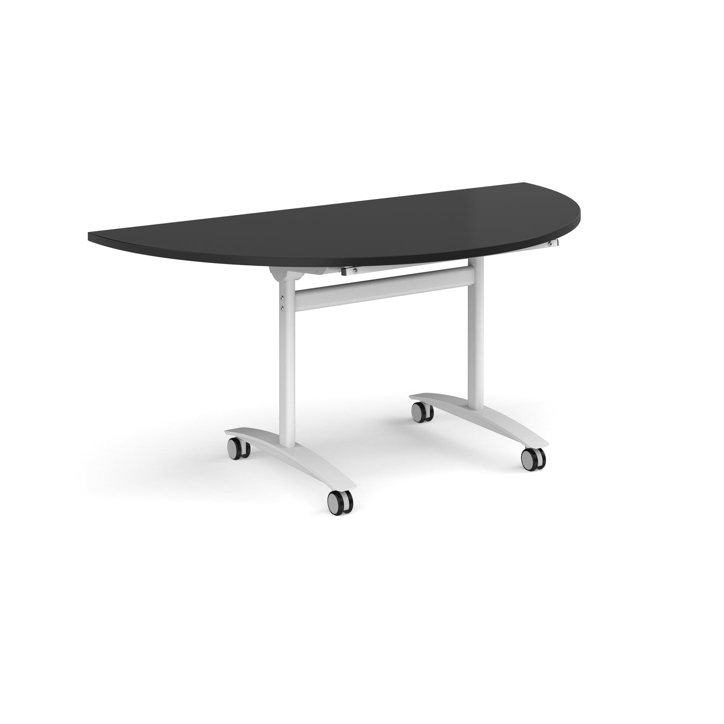 Semi circular deluxe flip top meeting table - DFLPS-WH-BK