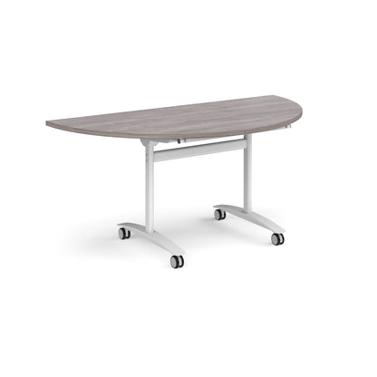 Semi circular deluxe flip top meeting table - DFLPS-WH-GO