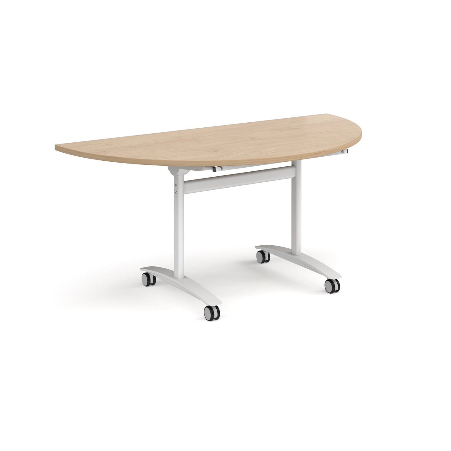 Semi circular deluxe flip top meeting table - DFLPS-WH-KO