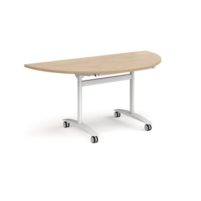 Semi circular deluxe flip top meeting table - DFLPS-WH-KO
