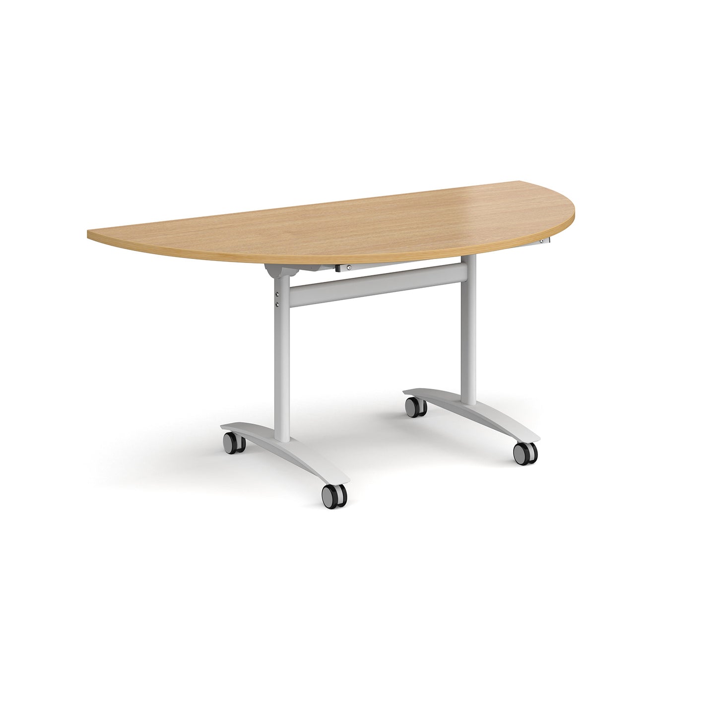 Semi circular deluxe flip top meeting table - DFLPS-WH-O