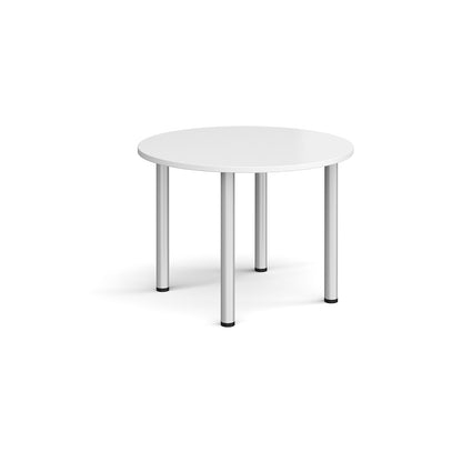 Circular radial leg meeting table - DRL1000C-S-WH