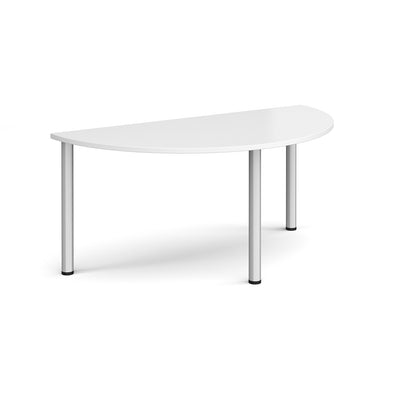 Semi circular radial leg meeting table - DRL1600S-S-WH