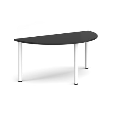 Semi circular radial leg meeting table - DRL1600S-WH-BK