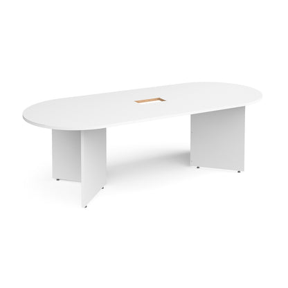 Arrow head radial end power ready boardroom table - EB24-CO-WH