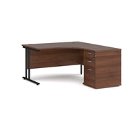 Right hand Corner Desk with pedestal - Walnut, White, Oak and Modern Grey Oak