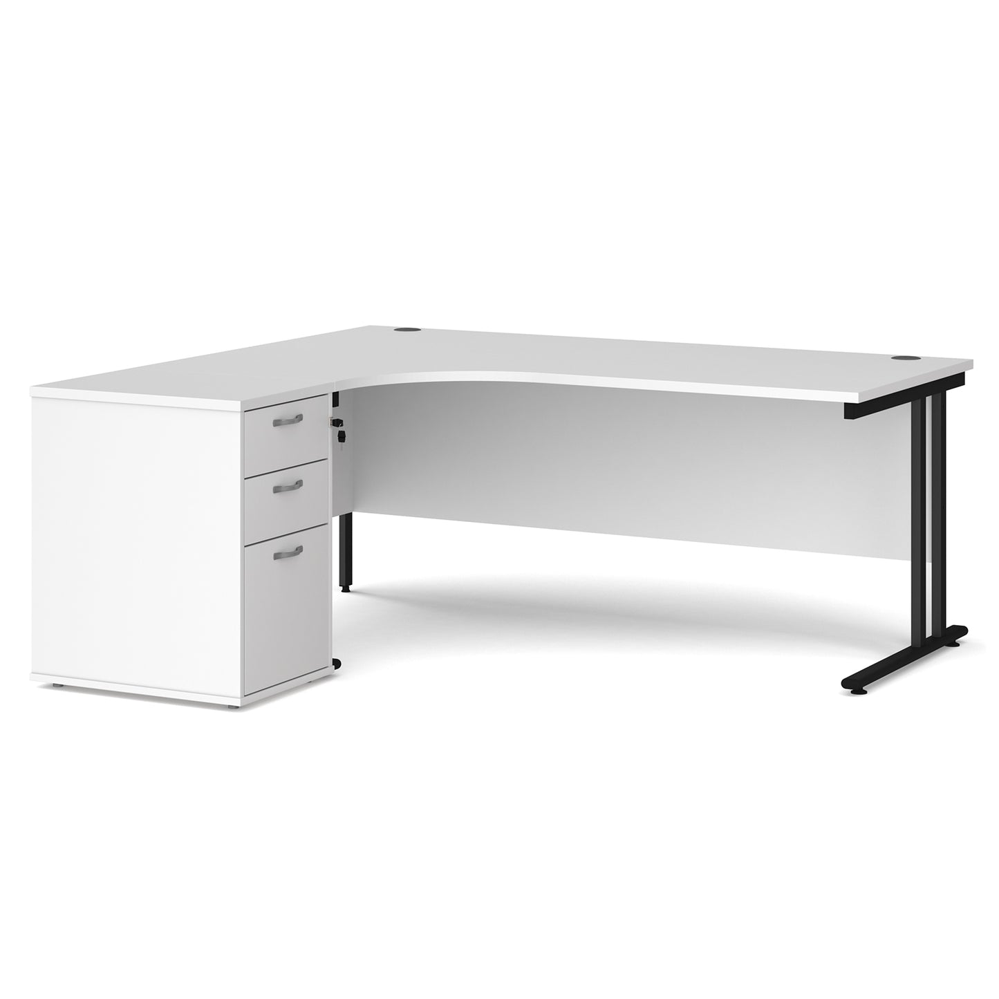 Maestro 25 left hand ergo desk with pedestal - EBK18LWH