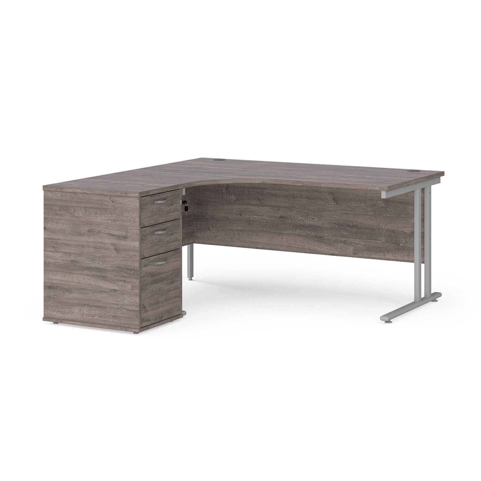 Maestro 25 Left Hand Ergonomic Office Desk – Cantilever Workstation with Desk High Pedestal – Available in Multiple Sizes & Colours