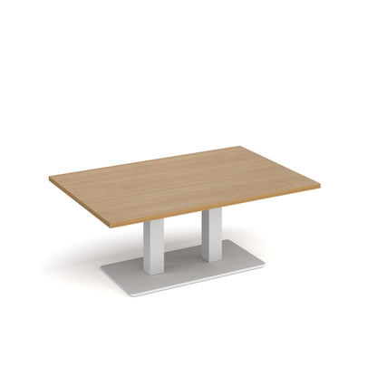 Eros rectangular coffee table with twin uprights - ECR1200-WH-O