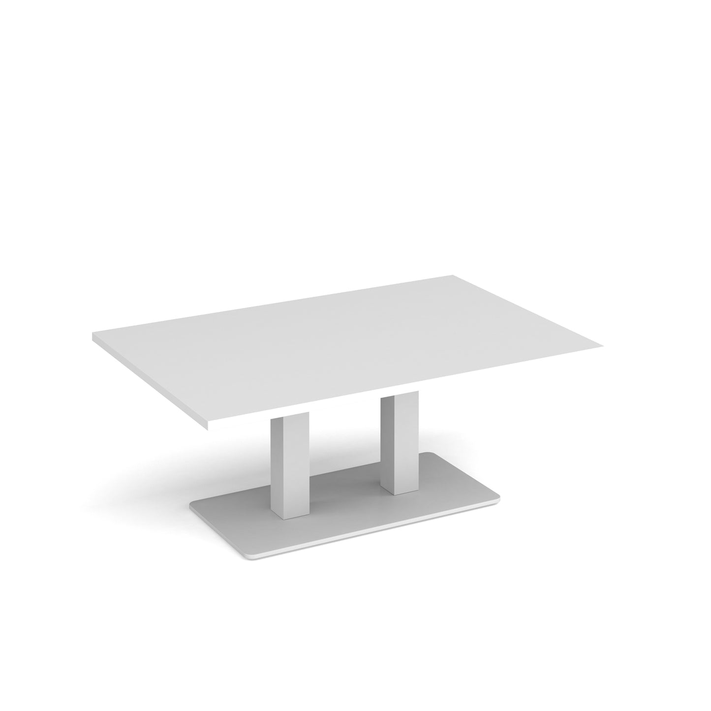 Eros rectangular coffee table with twin uprights - ECR1200-WH-WH