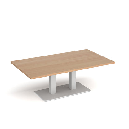 Eros rectangular coffee table with twin uprights - ECR1400-WH-B