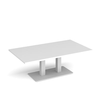 Eros rectangular coffee table with twin uprights - ECR1400-WH-WH