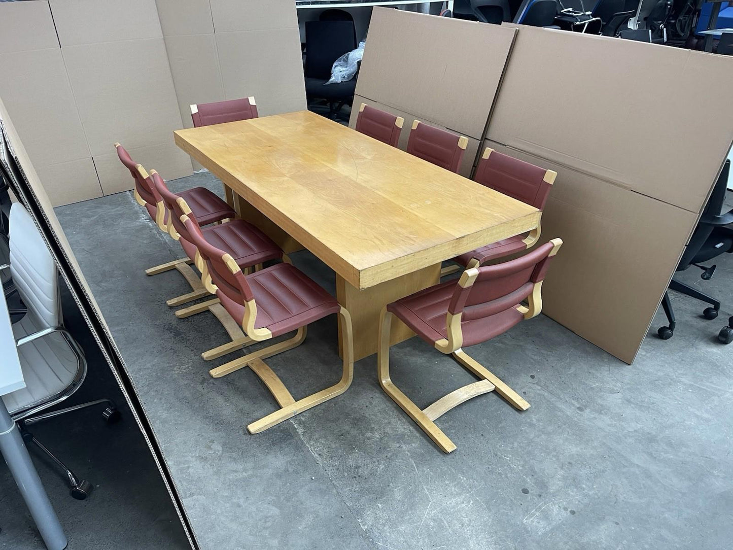 Vintage Executive Table & 8 X ISKU Made In Finland Cantilever Chairs-CAN DELIVER