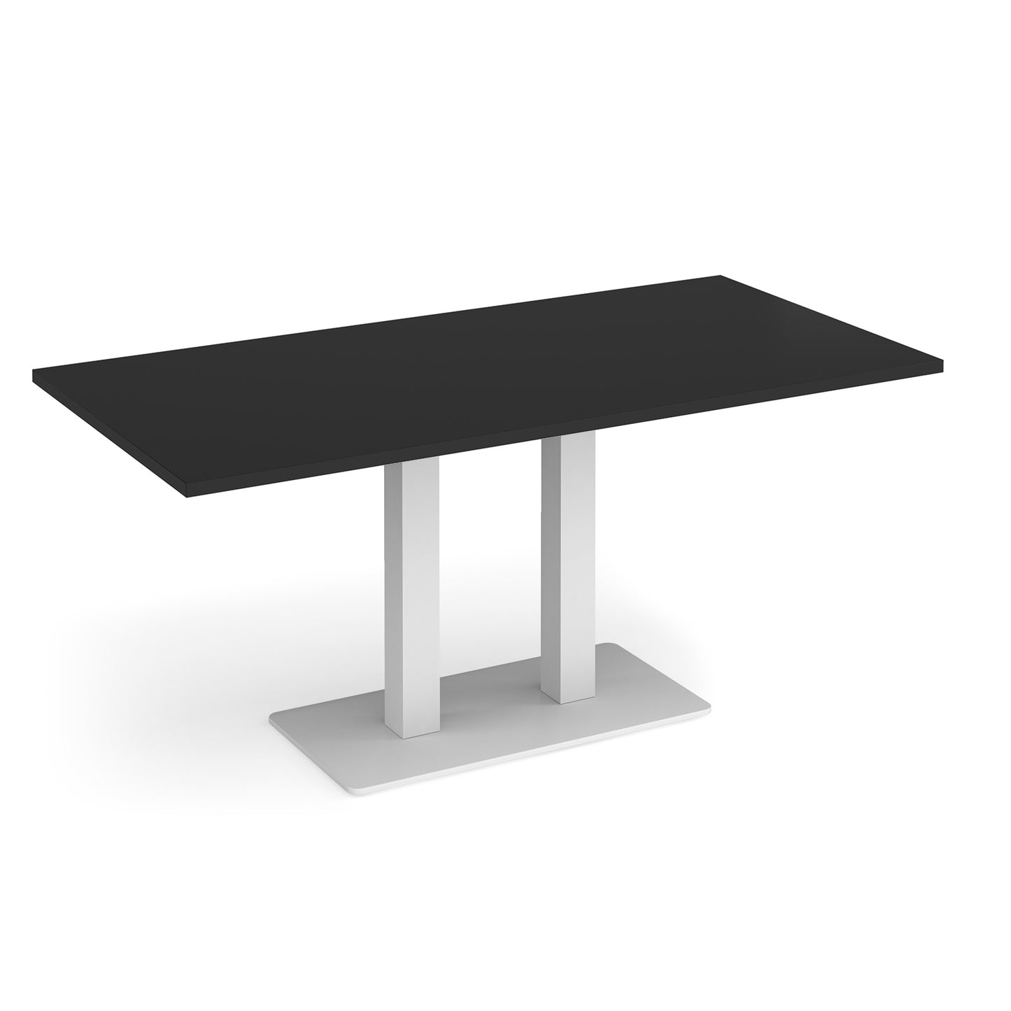 Eros rectangular dining table with twin uprights - EDR1600-WH-BK
